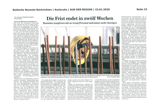 Artikel aus der BNN vom 22.01.2020