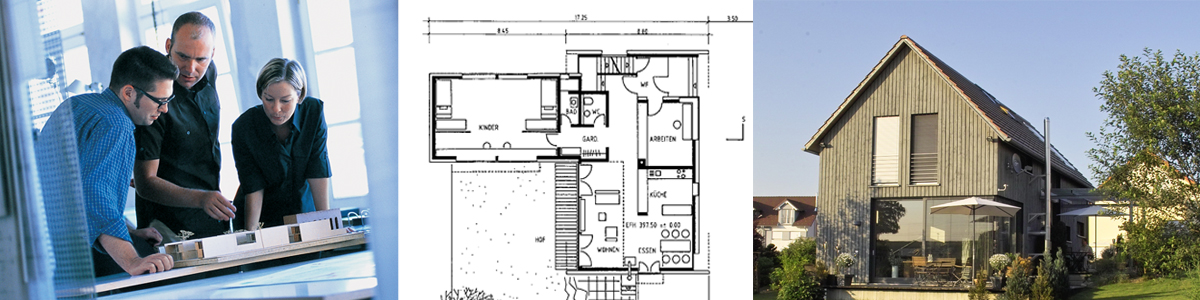 Vom Gespräch über den Plan bis zum fertigen BauFoto (l): Martin Baitinger, Böblingen; Architekt/Foto (r): herter + krauss freie architekten, Wangen im Allgäu