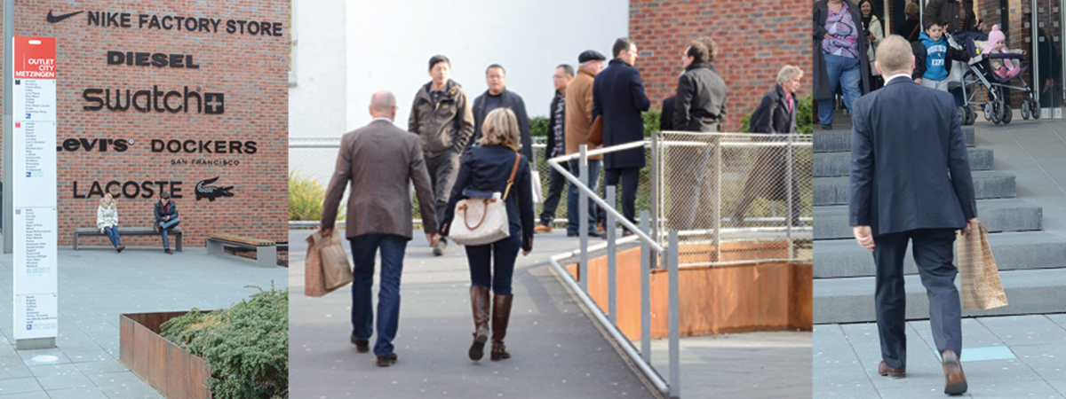 OutletCity Metzingen Schwenkel-Areal: Gestaltung des Freiraums, Koeber Landschaftsarchitektur, Stuttgart; Die städtebaulichen und architektonischen Entwicklungen der Outletcity stammen von den Architekturbüros Riehle+Assoziierte aus Reutlingen und Blocher