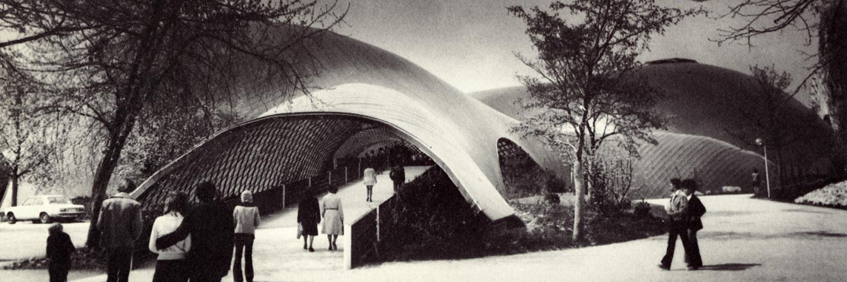 Multihalle in Mannheim; Architekten: Carlfried Mutschler und Joachim Langner, Mannheim; mit Frei Otto und Ewald Buber, Warmbronn;Fotos: Robert Häuser