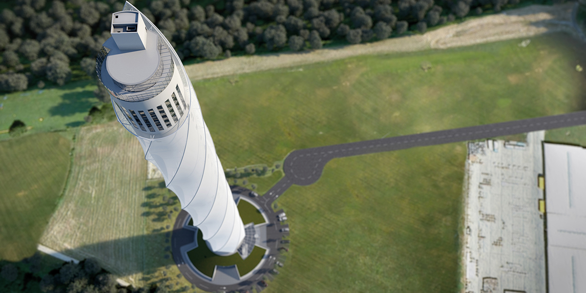 Jüngstes Beispiel für den Textil-Faser-Einsatz am Bau erhält den Balthasar Neumann Preis: ThyssenKrupp-Testturm in Rottweil. Foto: thyssenkrupp Elevator AG