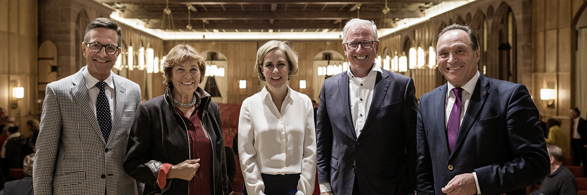 Ulrich Köstlin, Susanne Offenbach, Regine Leibinger, Wolfgang Riehle und „Schlossherr“ Bernd Müller, Vermögen und Bau Baden-Württemberg | Foto: Thilo Ross